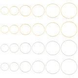 24Pcs 12 Style Brass Linking Rings, Long-Lasting Plated, Round Ring, Real 24K Gold & 925 Sterling Silver Plated, 22~45x1mm, Inner Diameter: 20~43mm, 2pcs/style