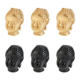 Buddhist 316 Stainless Steel Beads, Buddha Head, Gunmetal & Golden, 14x10.2x9.5mm, Hole: 1.8mm, 2 colors, 6pcs/color, 12pcs/box