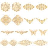 80Pcs 8 Style Iron Filigree Joiners Links, Mixed Shapes, Golden, 22~51x30~81x0.5~3mm, 10pcs/style