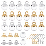 DIY Dangle Earring Making Kits, Including Round Glass Globe Beads, Plastic Bead Cap Pendant Bails, Brass Earring Hooks, Platinum & Golden, Globe Beads: 10mm, Hole: 3mm, 60pcs/box