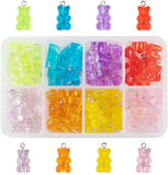 Resin Pendants, with Metal Findings, Bear, Platinum, Mixed Color, 20.5x10.5x6~7mm, 80pcs/box