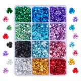 720Pcs 12 Colors Aluminum Beads, 3-Petal Flower, Mixed Color, 8.5~9x4.5mm, Hole: 1mm, 60pcs/color