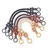Purse Handle, with Nylon Cord, Wood Beads and Plastic Ring, for Bag Handles Replacement Accessories, Mixed Color, 480~490x14~39mm, 6pcs/set