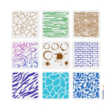 9Pcs 9 Styles PET Hollow Out Drawing Painting Stencils, for DIY Scrapbook, Photo Album, Animal with 1PC Art Paint Brushes, Mixed Textures, Painting Stencils: 300x300mm, 1pc/style