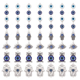Evil Eye Jewelry Making Finding Kit, Including Zinc Alloy Connector Charms & Pendants, with Enamel, Flat Round & Hamsa Hand & Owl, Mixed Color, 16~50x12~36x3.5~5.5mm, Hole: 1.8~3.5mm, 32Pcs/box