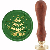 Brass Wax Seal Stamp with Handle, for DIY Scrapbooking, Christmas Tree Pattern, 3.5x1.18 inch(8.9x3cm)