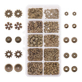 Tibetan Style Alloy Spacer Beads, Mixed Shapes, Antique Bronze, 4~12x2~6.5mm, Hole: 1~3mm, about 50pcs/compartment, 500pcs/box