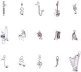 Tibetan Style Alloy Pendants, Musical Instruments, Antique Silver, 90pcs/set