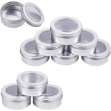 Round Aluminium Tin Cans, Aluminium Jar, Storage Containers for Cosmetic, Candles, Candies, with Screw Top Lid, Platinum, 8.3x3.8cm, Capacity: 150ml, 10pcs/set