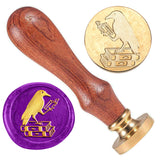 Wax Seal Stamp Set, Brass Sealing Wax Stamp Head, with Wood Handle, for Envelopes Invitations, Gift Card, Book, 83x22mm, Stamps: 25x14.5mm