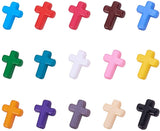 15 Colors Opaque Acrylic Beads, Cross, Mixed Color, 16x12x4.5mm, Hole: 2mm, about 20pcs/color, 300pcs/box