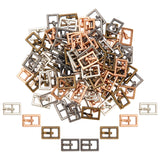 100Pcs 4 Colors Mini Alloy Center Bar Buckles Sets, For Doll Webbing, Strapping Bags, Garment Accessories, Rectangle, Mixed Color, 11.5x7.5x1mm, 25pcs/color