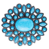 Alloy Belt Buckles, with Synthetic Turquoise, Belt Fastener, Gunmetal, Flower, 72x71x12~19mm, Hole: 40.5x11.5mm