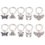 Halloween Alloy Enamel Shoe Charms, with Alloy Spring Gate Rings, Butterfly/Skull & Moth, Antique Silver & Platinum, 47~57mm, 5 style, 2pcs/style, 10pcs/set