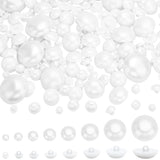 288Pcs 8 Style 1-Hole Plastics Shank Button,  Mushroom, White, 8~30x8.5~14.5mm, Hole: 2.5~3.5mm