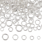 200Pcs 5 Styles 304 Stainless Steel Jump Rings, Open Jump Rings, Round Ring, Stainless Steel Color, 4~8x0.5~1.2mm, Inner Diameter: 3~5.7mm, 40pcs/style