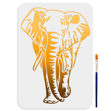 1Pc PET Hollow Out Drawing Painting Stencils, for DIY Scrapbook, Photo Album, with 1Pc Art Paint Brushes, Elephant, 297x210mm