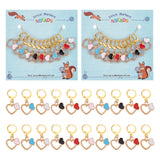 Alloy Enamel Heart Pendant Locking Stitch Markers, Brass Clasp Stitch Marker, Mixed Color, 3.5cm, 5 colors, 2pcs/color, 10pcs/set