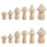 30Pcs 6 Styles Unfinished Wood Display Decorations, for Kids DIY Painting Craft, Mushroom, Beige, 19~30x32~47mm, 5pcs/style