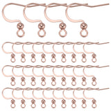 100Pcs 316 Surgical Stainless Steel Earring Hooks, Ear Wire with Ball, Rose Gold, 16x16~19.5x3mm, Hole: 2mm, Pin: 0.7mm
