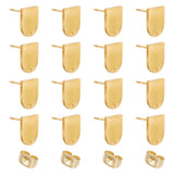 10Pairs 304 Stainless Steel Stud Earring Findings, with Hole, Shield Shape, Golden, 12.5x10mm, Hole: 1.4mm, Pin: 0.7mm