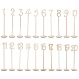 BoxWood Table Numbers Cards, for Wedding, Restaurant, Birthday Party Decorations, Number 1~20, Moccasin, 35x4~10x0.2cm, 20pcs/ser
