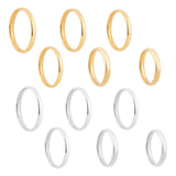 304 Stainless Steel Flat Plain Band Rings, Golden & Stainless Steel Color, 12pcs/box