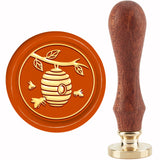 Brass Wax Seal Stamp with Handle, for DIY Scrapbooking, Hive Pattern, 89x30mm