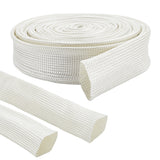 5M Fiberglass Wire Expandable Braided Sleeving, Cable Protection Sleeving, Floral White, 21~22mm, 20mm inner diameter