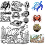 Custom PVC Plastic Clear Stamps, for DIY Scrapbooking, Photo Album Decorative, Cards Making, Stamp Sheets, Film Frame, Turtle, 160x110x3mm