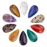 10Pcs 10 Colors Mixed Gemstone Cabochons, Teardrop, 28~29x15~17x6~9mm, 1pc/color