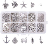DIY Pendants Making, with Tibetan Style Alloy Pendants and Iron Jump Rings, Mixed Color, 135x70x30mm