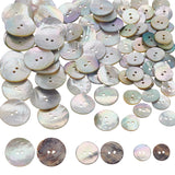 3 Style Natural Akoya Shell Buttons, 2-hole, Flat Round, Seashell Color, 15~25.5x1.4~2.5mm, 100pcs/box