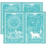 Self-Adhesive Silk Screen Printing Stencil, for Painting on Wood, DIY Decoration T-Shirt Fabric, Turquoise, Tarot Theme Pattern, 280x220mm