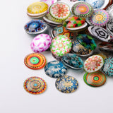 Printed Glass Cabochons, Half Round/Dome, Mixed Color, 14x5mm, 200pcs/box, Plastic Beads Container: 18.9x11.2x1.7cm