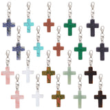 Gemstone Cross Pendant Decoration, with Alloy Lobster Claw Clasps, 43~50mm, 10 colors, 2pcs/color, 20pcs/set