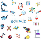 PVC Wall Stickers, for Wall Decoration, Word SCIENCE & Lab Supplies Pattern, Colorful, 290x900mm
