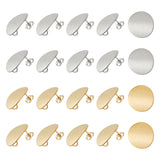 304 Stainless Steel Stud Earring Findings, with Loop, Curved, Flat Round, Golden & Stainless Steel Color, 20mm, Hole: 3mm, Pin: 0.8mm, 10pcs/color, 20pcs/box