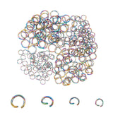 200Pcs 4 Style 304 Stainless Steel Open Jump Rings, Rainbow Color, 3.5~6x0.5~0.8mm, Inner Diameter: 2.5~4.4mm, 50pcs/style