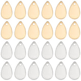 80Pcs 2 Colors Brass Charms, Teardrop, Mixed Color, 10x6x0.5mm, Hole: 1mm, 40pcs/color