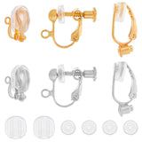 24Pcs 6 Style Brass Clip-on Earring Findings, Screw On Clip-on Earring Findings, with 24Pcs Comfort Silicone Earring Pads, Platinum & Golden, 12~19x6~14x3~10mm, Hole: 1~1.6mm, 4Pcs/style