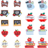 36pcs 9 styles Teachers' Day Theme Opaque Resin Cabochons, School Supplies, Mixed Shapes, 20~26x19.5~27.5x4~7mm, 4pcs/style