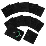Square Velvet Jewelry Bags, with Snap Fastener, Black, 7x7x0.95cm