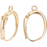 Brass Leverback Earring Findings, with Loop, Nickel Free, Real 18K Gold Plated, 19.5~20.5x12.5x3.5mm, Hole: 1.5mm, Pin: 0.8mm, 10pcs/box