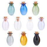 10Pcs 10 Colors Oval Glass Cork Bottles Ornament, Glass Empty Wishing Bottles, DIY Vials for Pendant Decorations, Mixed Color, 15.5x28mm, 1pc/color