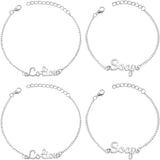 8Pcs 2 Style Word Lotion & Soap Alloy Link Bracelets Set, Creative Alloy Jewelry for Women, Silver, 8-5/8 inch(22cm), 9-1/8 inch(23cm), 4Pcs/style