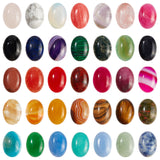 35Pcs 35 Style Natural & Synthetic Gemstone Cabochons, Oval, 18x13x5~8mm, 1pc/style