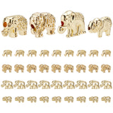 40Pcs 4 Style Rack Plating Alloy Beads, Cadmium Free & Lead Free, Elephant, Light Gold,8.5~12.5x12~17x4.5~6mm, Hole: 1~1.8mm, 10pcs/style