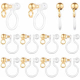 40Pcs 304 Stainless Steel Clip-on Earring Component, with Plastic and Loops, Golden, 11x11x3mm, Hole: 1.6mm