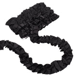 Falbala Satin Ribbon, Pleated Wavy Ribbon, for Garment Accesories, Black, 1-3/4~2 inch(45~50mm), about 4.92 Yards(4.5m)/Card